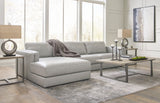 Front view of Amiata Glacier sectional sofa with chaise