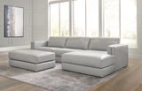 Side view of Amiata Glacier 2-Piece Sectional Sofa with Ottoman