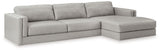 Angled main view of Amiata Glacier Sectional with Ottoman
