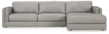 Room view showing Amiata Glacier 2-Piece Sectional Sofa with Ottoman
