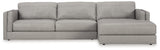 Detail view of glacier leather upholstery on sectional