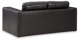 Amiata Loveseat back view in onyx leather