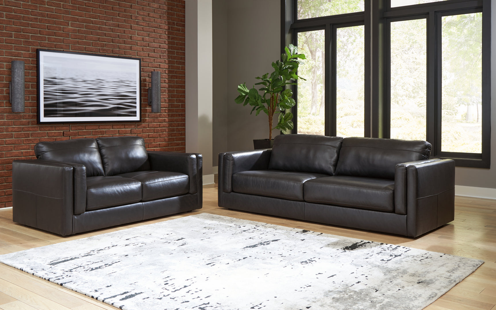 Side view of Amiata Onyx Sofa and Loveseat