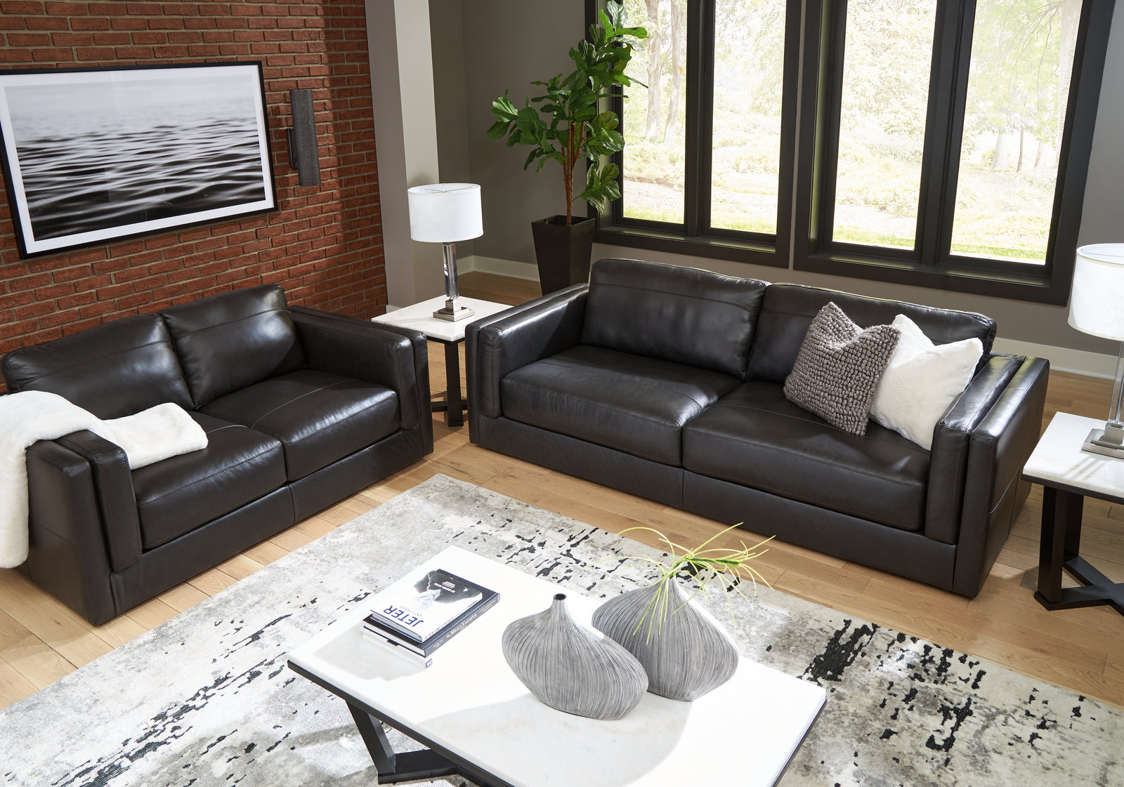 main view of Amiata Onyx Sofa and Loveseat furniture