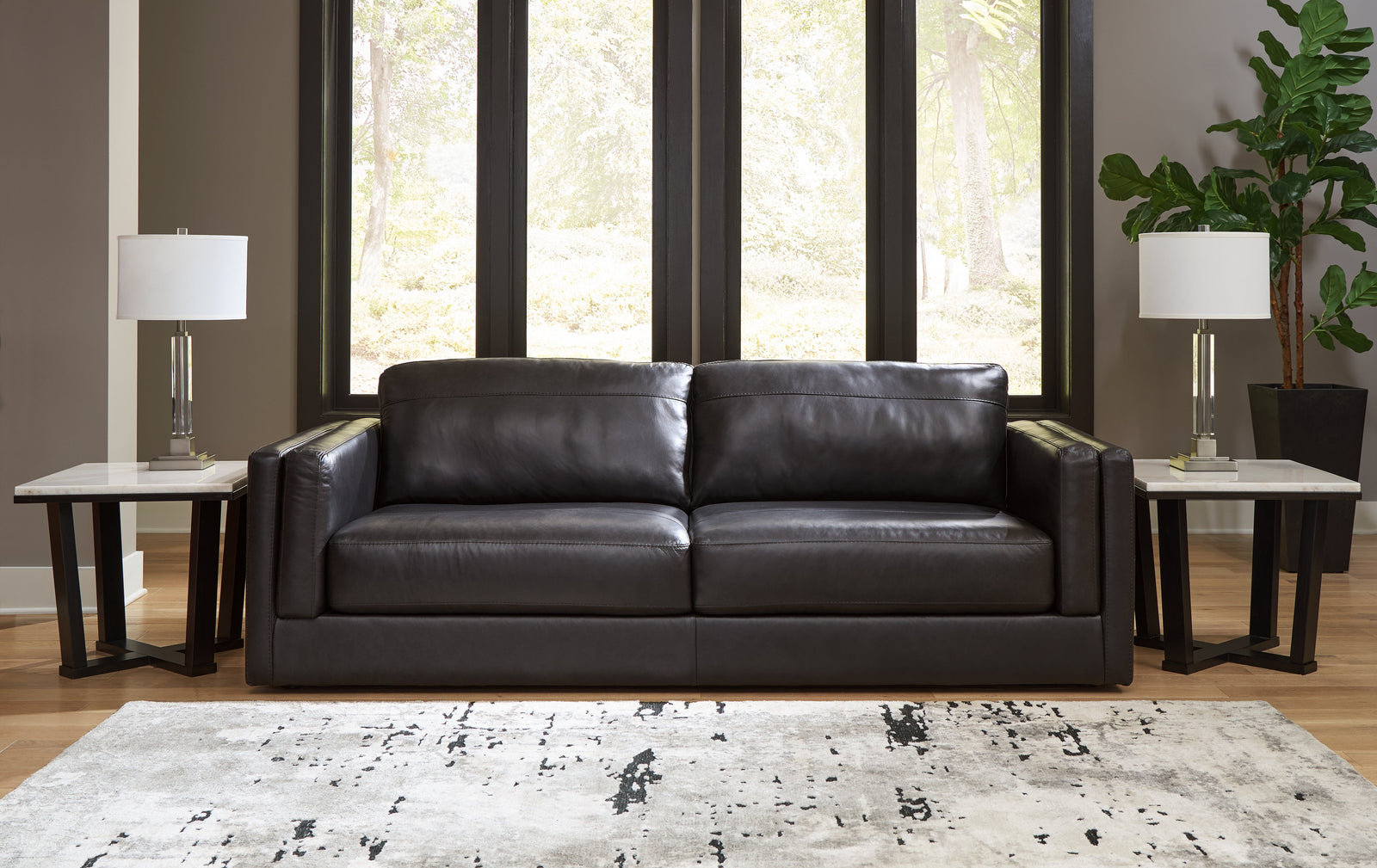 main view of Amiata Onyx Leather Sofa furniture