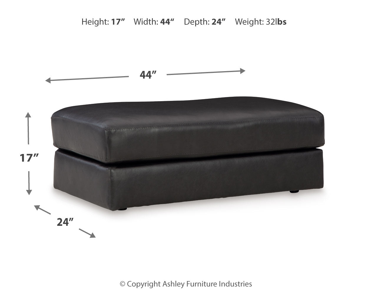 Amiata Onyx Ottoman dimension illustration