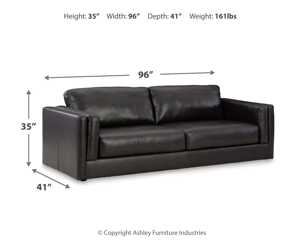 Amiata Onyx sofa set with loveseat, chair, and ottoman front view