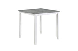 another angle of Lowell white and gray fabric square counter height dining set