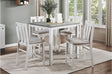 main view of Lowell white and gray fabric square counter height dining set