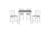 side view of Lowell white and gray fabric square counter height dining set