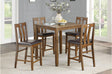 Weston Brown brown faux leather faux leather counter height dining table and chairs set front view