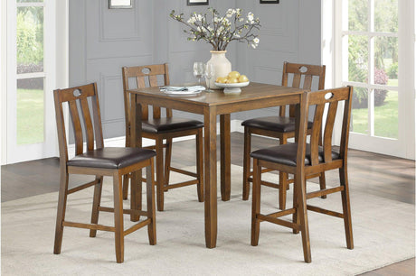Weston Brown brown faux leather faux leather counter height dining table and chairs set front view