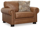 angle side view of caramel chair