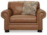 head-on sofa view in caramel