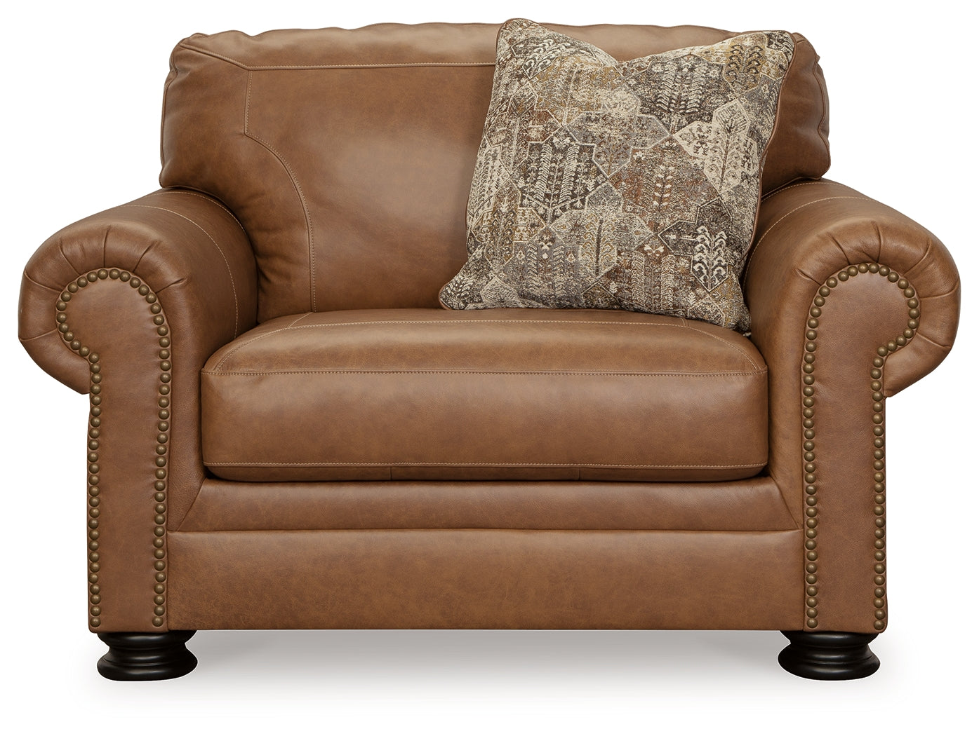 Carianna Caramel Leather Oversized Chair head-on view