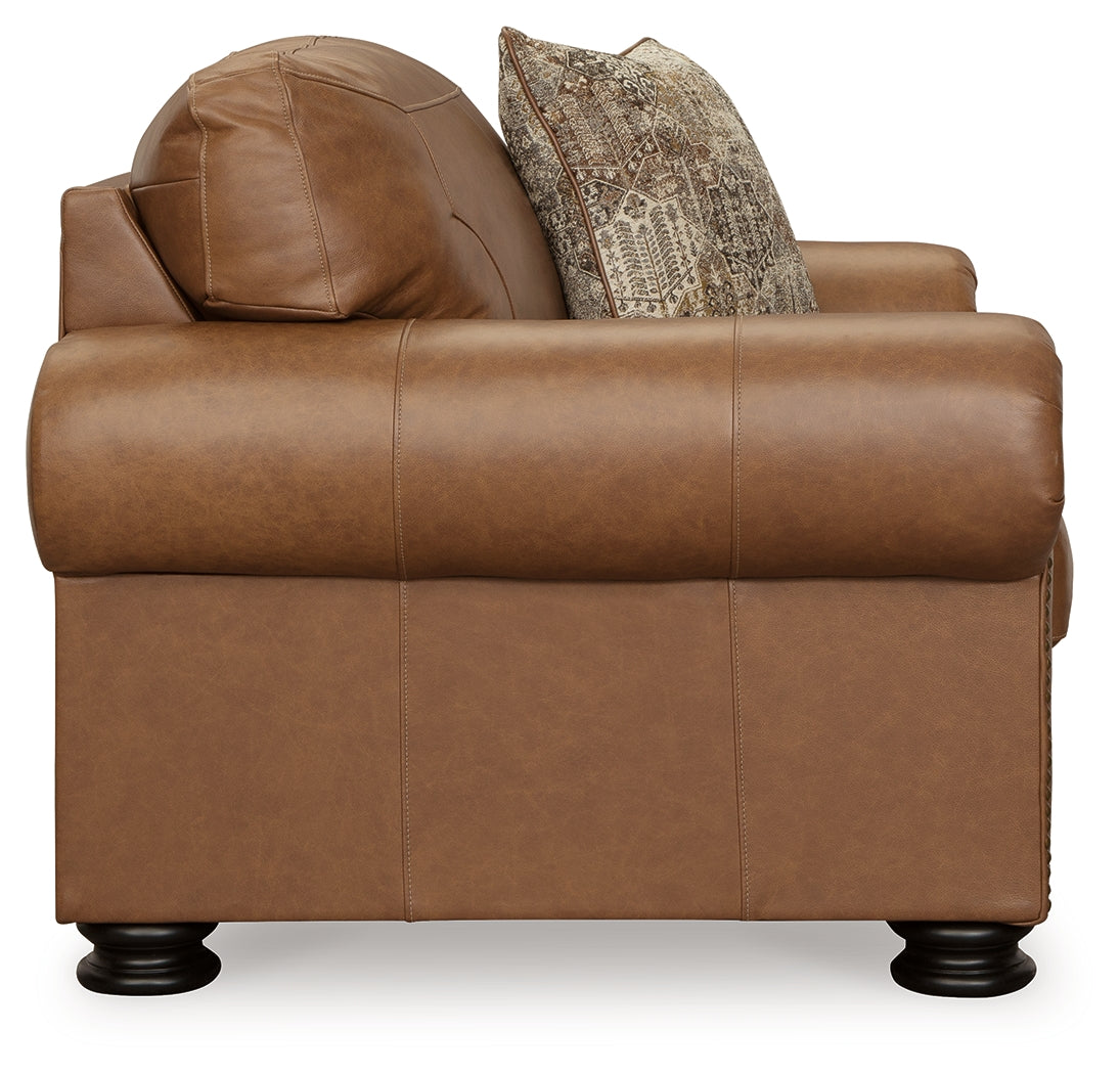 Carianna Caramel Leather Oversized Chair side profile
