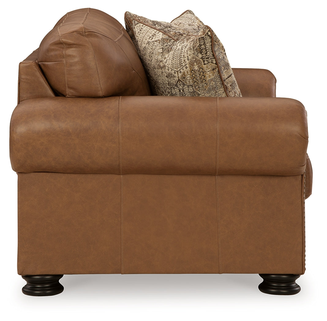 side view of caramel chair