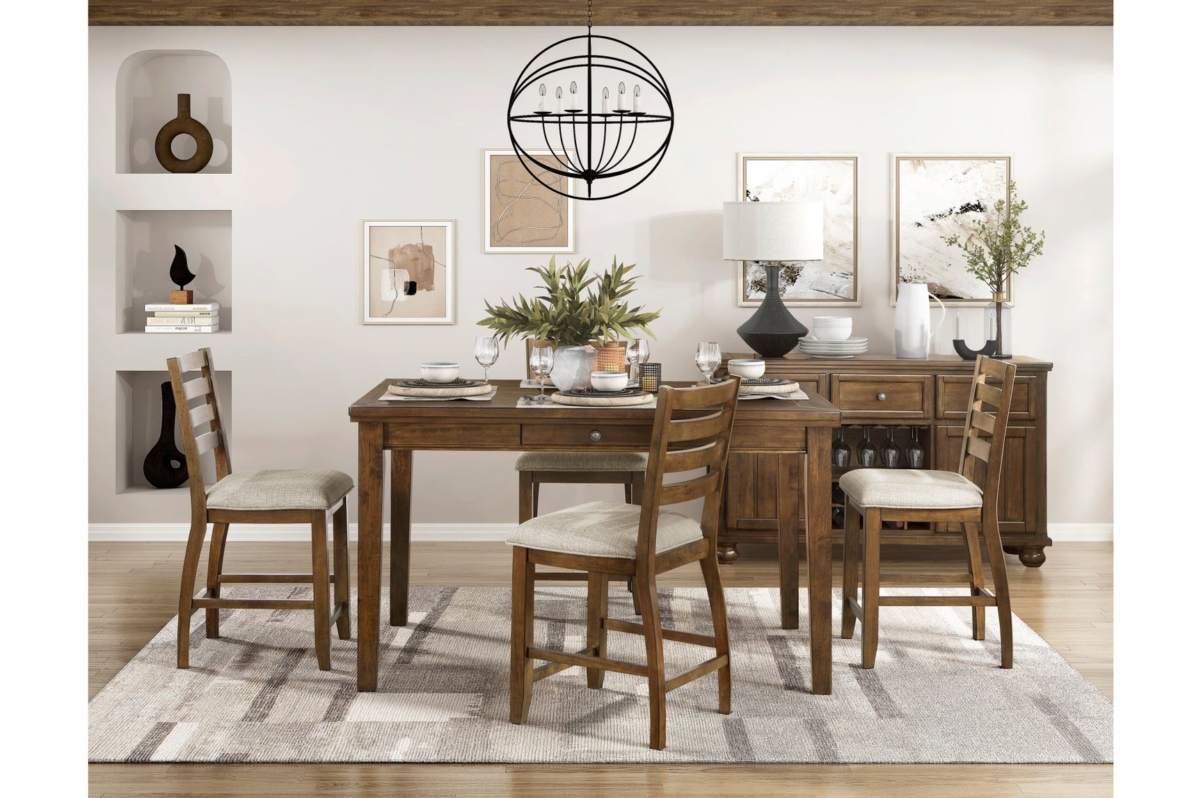 Tigard Brown Counter Height Dining Set side view