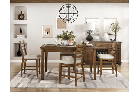 Tigard Brown Counter Height Dining Set side view