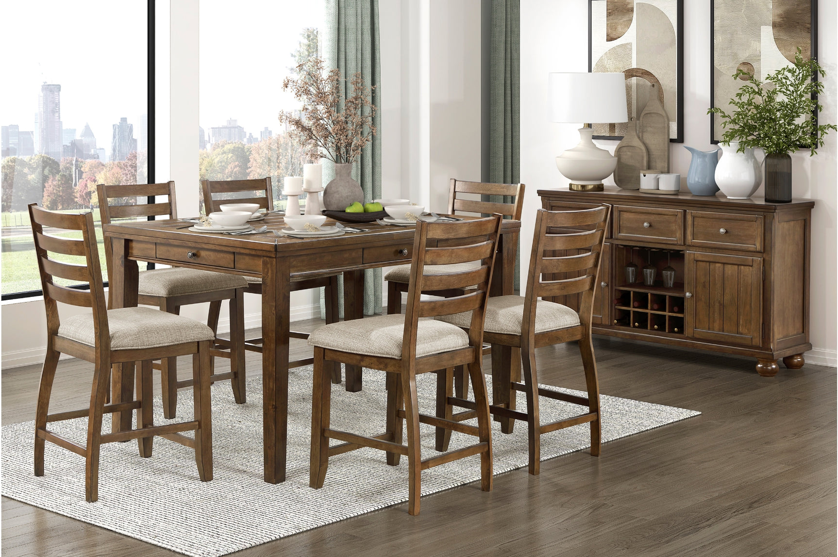 Tigard Brown Counter Height Dining Set main view