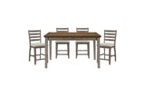 Grouped view of entire Tigard Gray Counter Height dining set