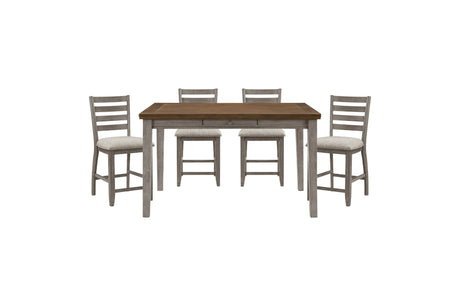 Grouped view of entire Tigard Gray Counter Height dining set