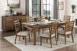 main view of Tigard Brown Dining Room Set dining table with chairs