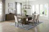 main view of Brookings Brown Beige Fabric Dining Table with chairs
