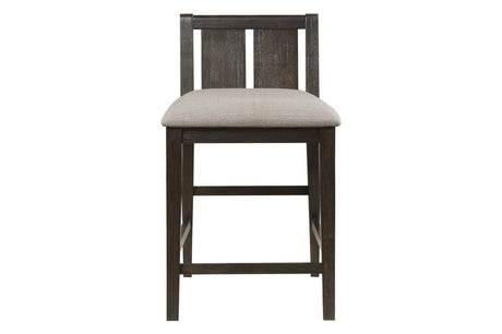 Detail view of Daye dark brown fabric upholstered chair front
