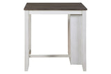 side view of Daye White Fabric Upholstered Rectangular Counter Height Dining Set