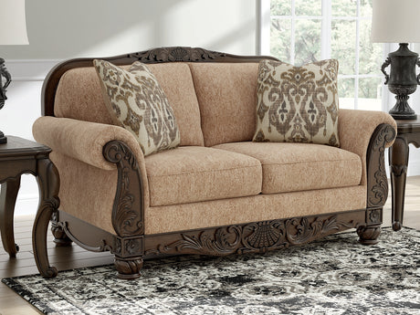 Chelsworth golden chenille loveseat full front view