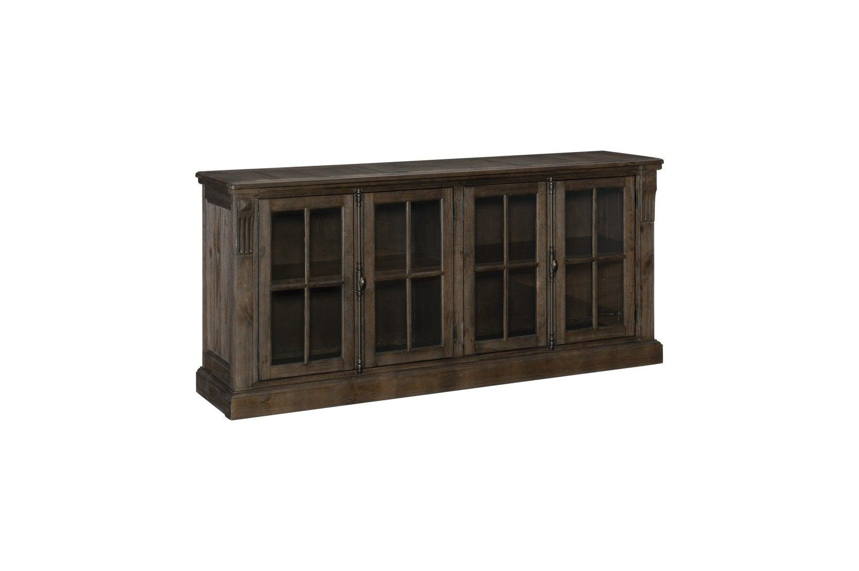 Gloversville Neutral Fabric Rectangular Dining Room Set angled room view