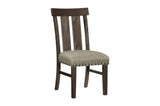 Gloversville Neutral Fabric Rectangular Dining Room Set angled seating detail