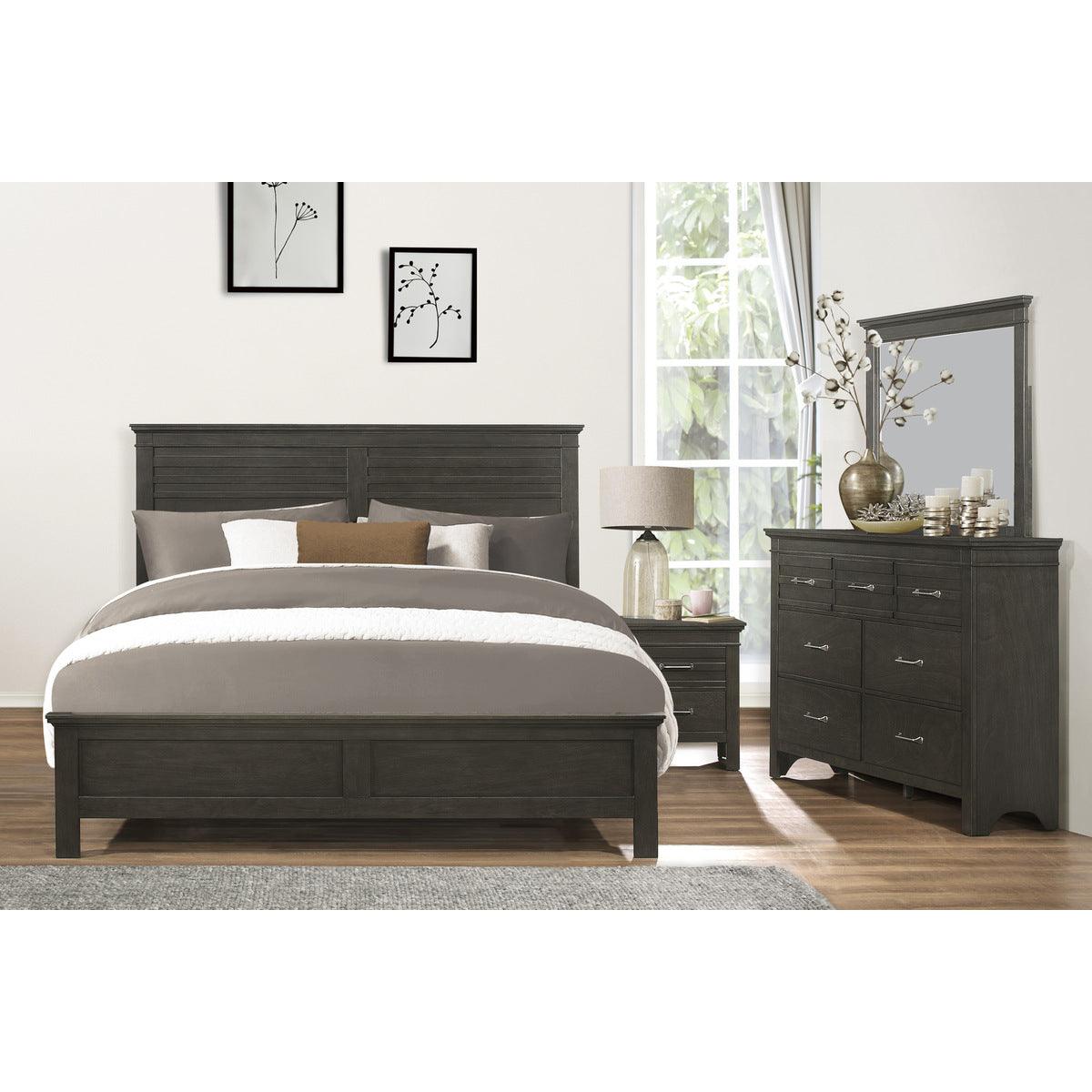 Bedroom setting with Blaire Farm charcoal gray full bed