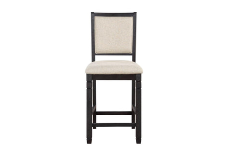 Side angle of Asher Beige Dining Set with fabric chairs