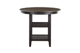 Side view of Asher Beige Dark Fabric Round Counter Height Dining Set