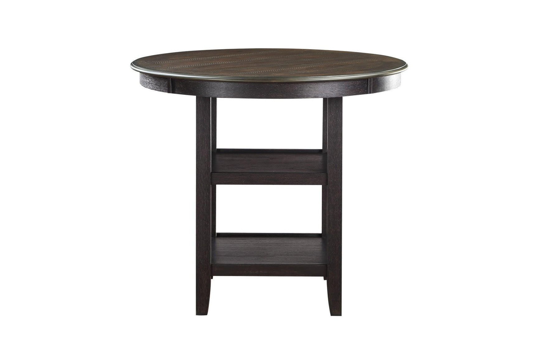 Side view of Asher Beige Dark Fabric Round Counter Height Dining Set