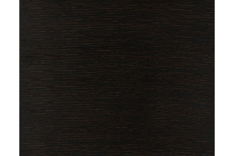 Detailed close-up of dark wood Acacia veneer table surface