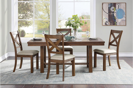 Main view of Bonner Brown Beige Fabric Rectangular Dining Room Set with table and chairs