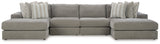 Side view of Avaliyah Ash Chenille sectional sofa