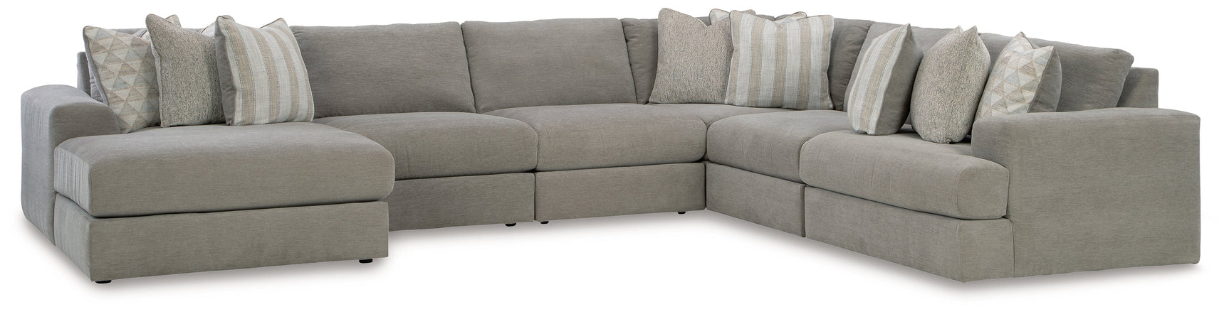 Side angle of Avaliyah Ash Chenille 6-Piece Sectional sofa