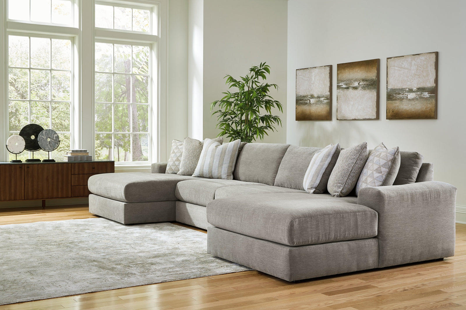 main view of Avaliyah Ash Chenille 4-Piece Double Chaise Sectional sectional sofa