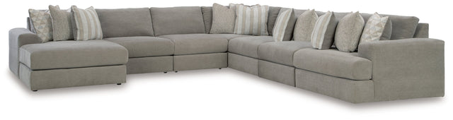 main view of Avaliyah Ash Chenille 7-Piece Sectional With Chaise sectional sofa