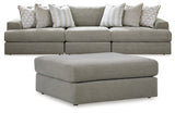 Front perspective of Avaliyah Ash sectional with ottoman