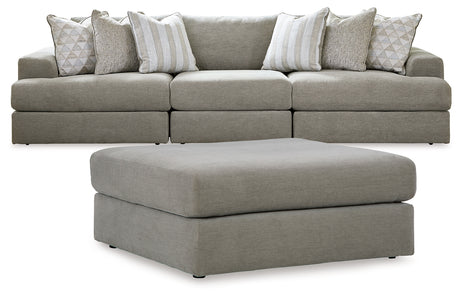Front perspective of Avaliyah Ash sectional with ottoman