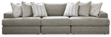 Side view of Avaliyah Ash Chenille 3-Piece Sectional Sofa highlighting depth