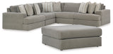 Avaliyah Ash 5-Piece Sectional Sofa with Ottoman side view