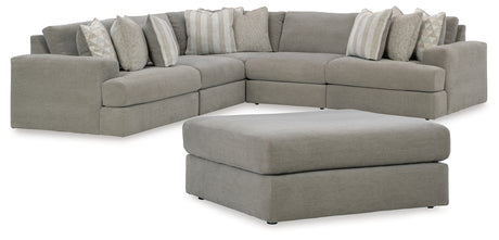 Avaliyah Ash 5-Piece Sectional Sofa with Ottoman side view