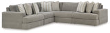 Side angle view of Avaliyah ash chenille sectional sofa