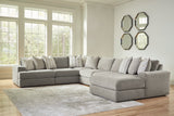 Close-up detail of chenille upholstery on Avaliyah sectional